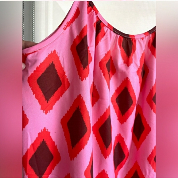 BOHEMIAN RED & PINK ARGYLE PRINT MAXI DRESS NWT - Picture 9 of 13